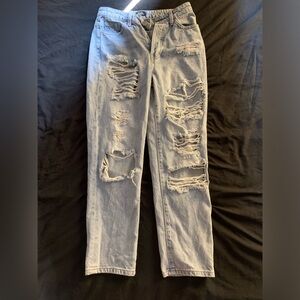 blue ripped baggy jeans